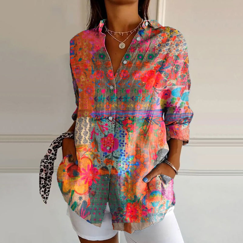 Joan - Charming Vintage Floral Print Blouse