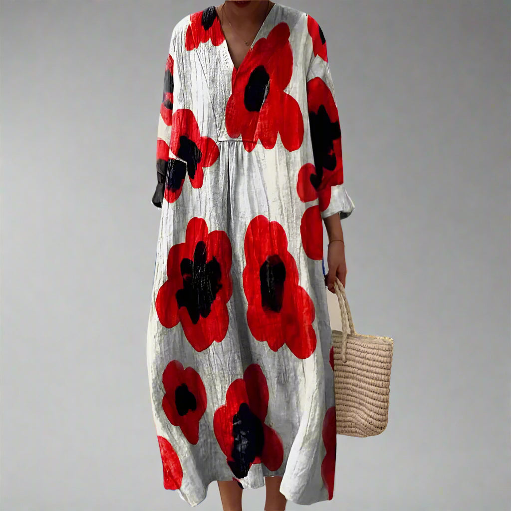 Barbara™ | Bold Poppy Flower Print Maxi Dress