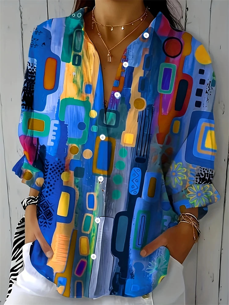 Cassie™ | Vibrant Blue Printed Shirt
