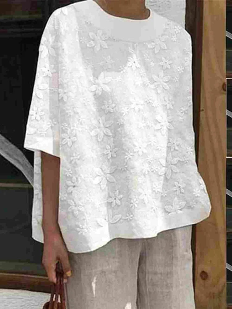 Doritha™ | Elegant White Lace Blouse