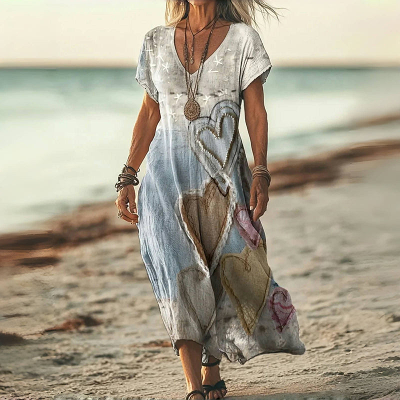 Liana - Vintage Dress with Heart Print