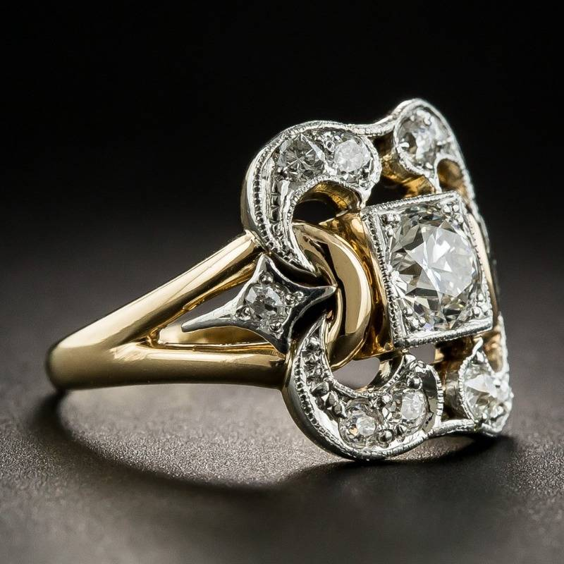 Antique-Inspired Golden Zirconia Ring