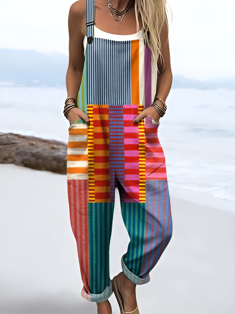 Larke™ | Colorful Pop Stripe Overalls