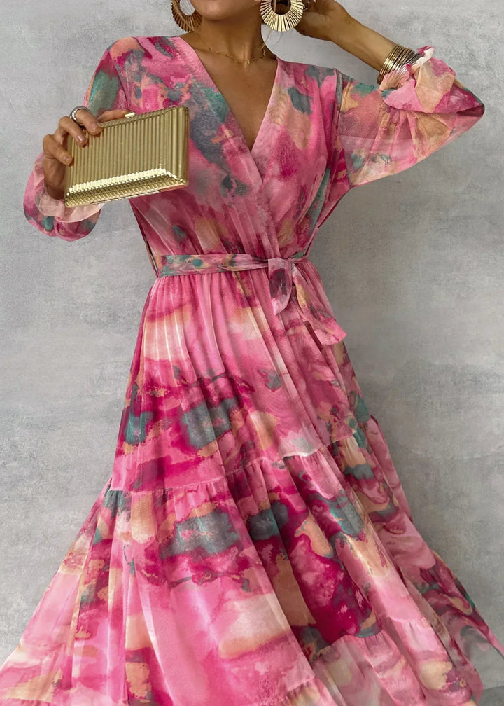 Arabella™ | Women's Floral Print Long Sleeve Wrap Dress