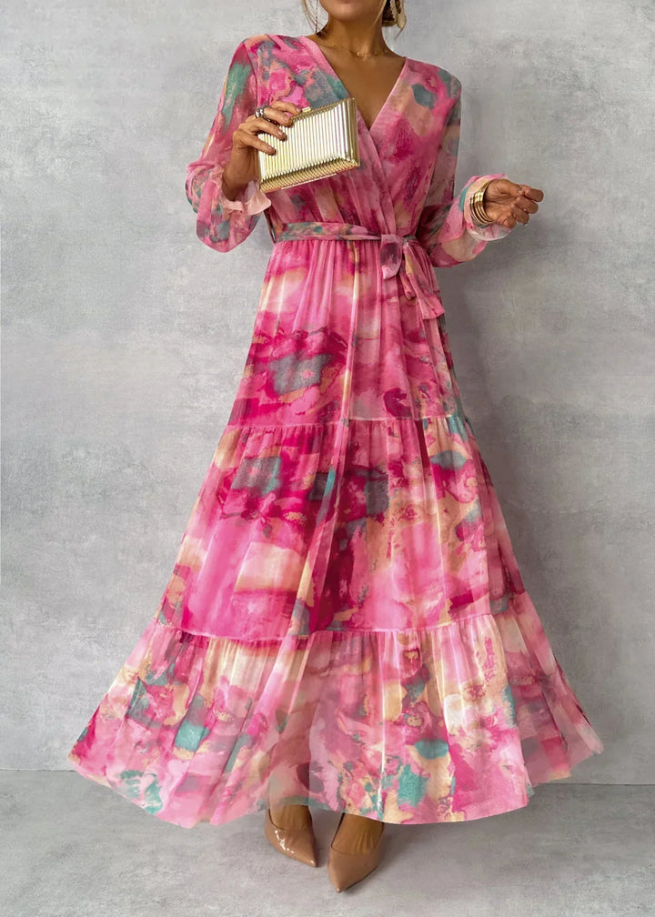Arabella™ | Women's Floral Print Long Sleeve Wrap Dress
