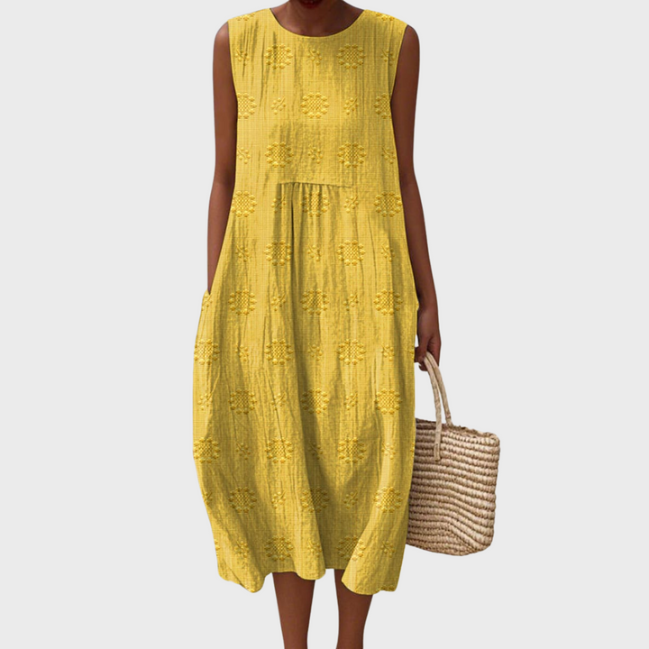 Hanne - Elegant Sleeveless Cotton Dress with Pockets