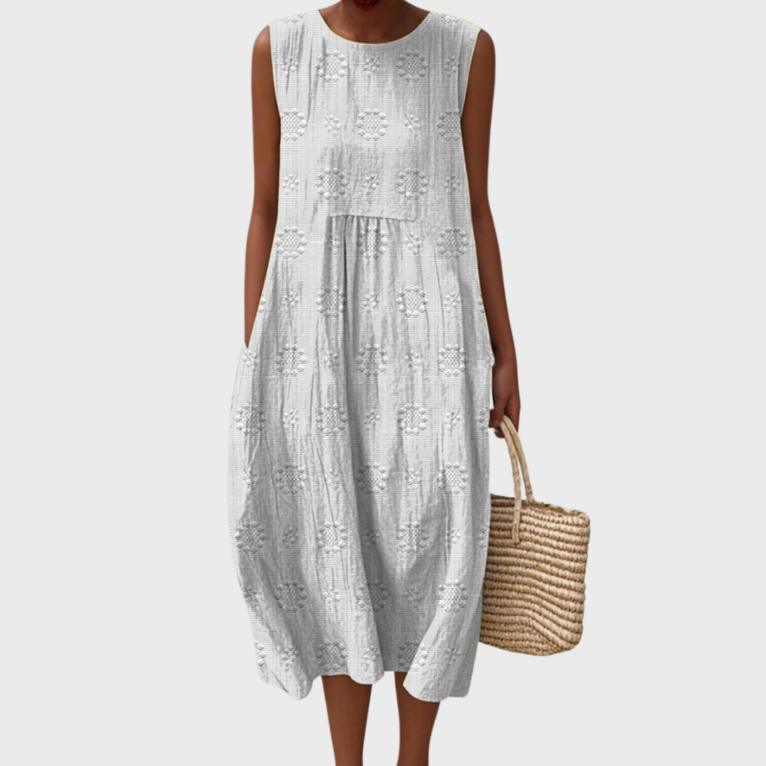 Hanne - Elegant Sleeveless Cotton Dress with Pockets