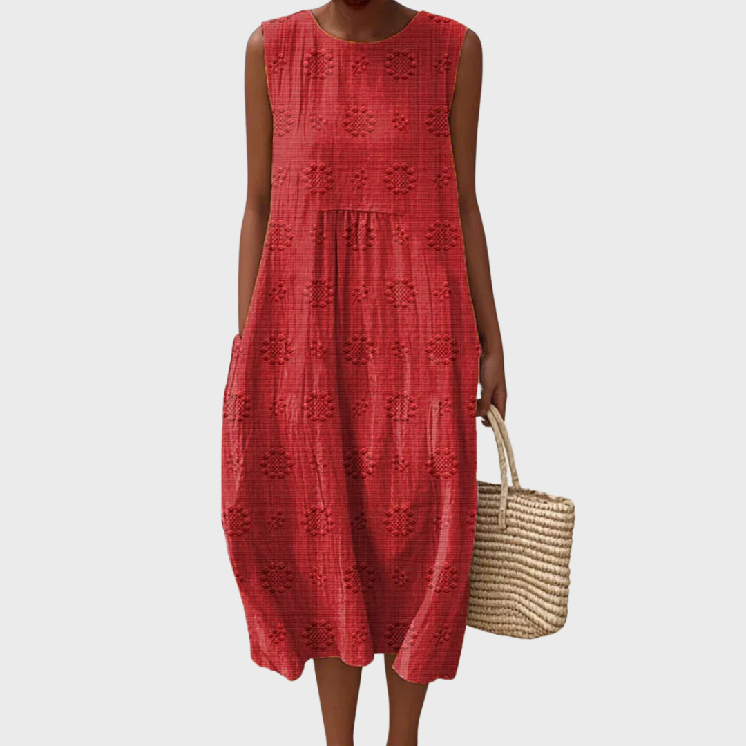 Hanne - Elegant Sleeveless Cotton Dress with Pockets