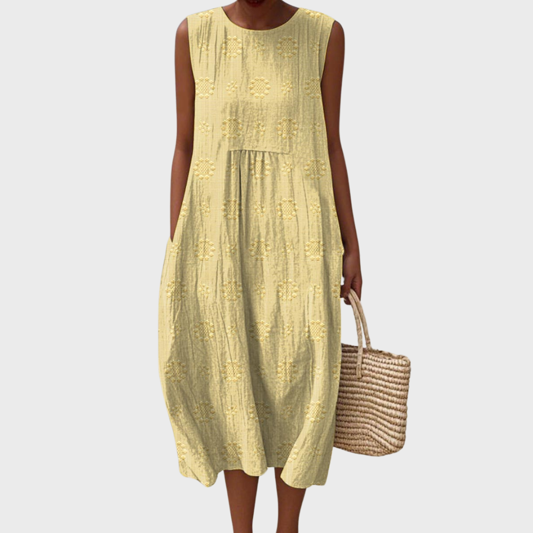 Hanne - Elegant Sleeveless Cotton Dress with Pockets