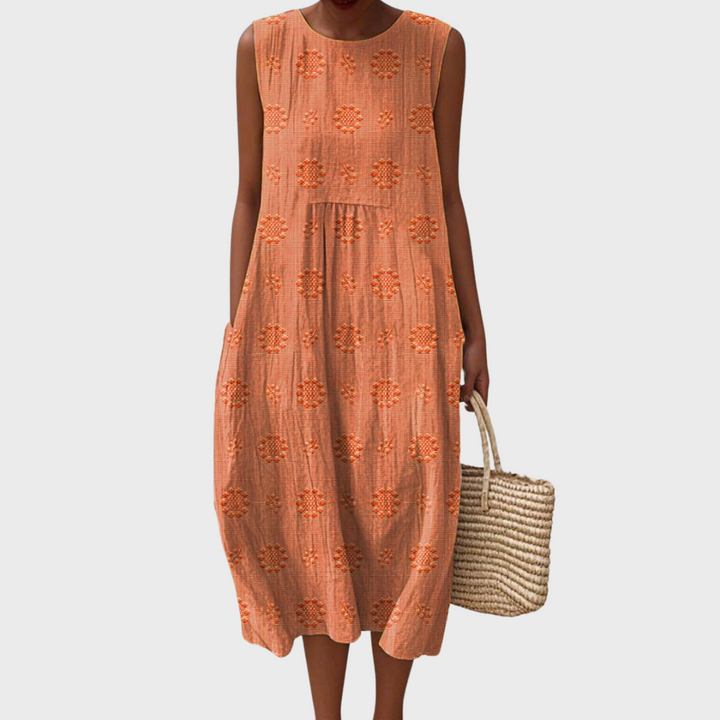 Hanne - Elegant Sleeveless Cotton Dress with Pockets