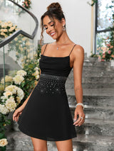 Rhinestone Detail Ruched Cami Dress