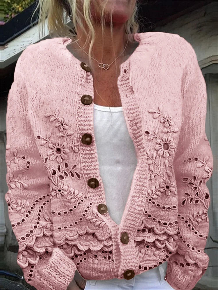 Eliana™ | Floral Knit Button Cardigan