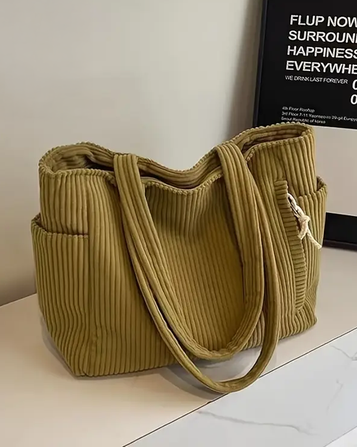 Lavida™ | Ribbed Tote Bag with Cord Detail