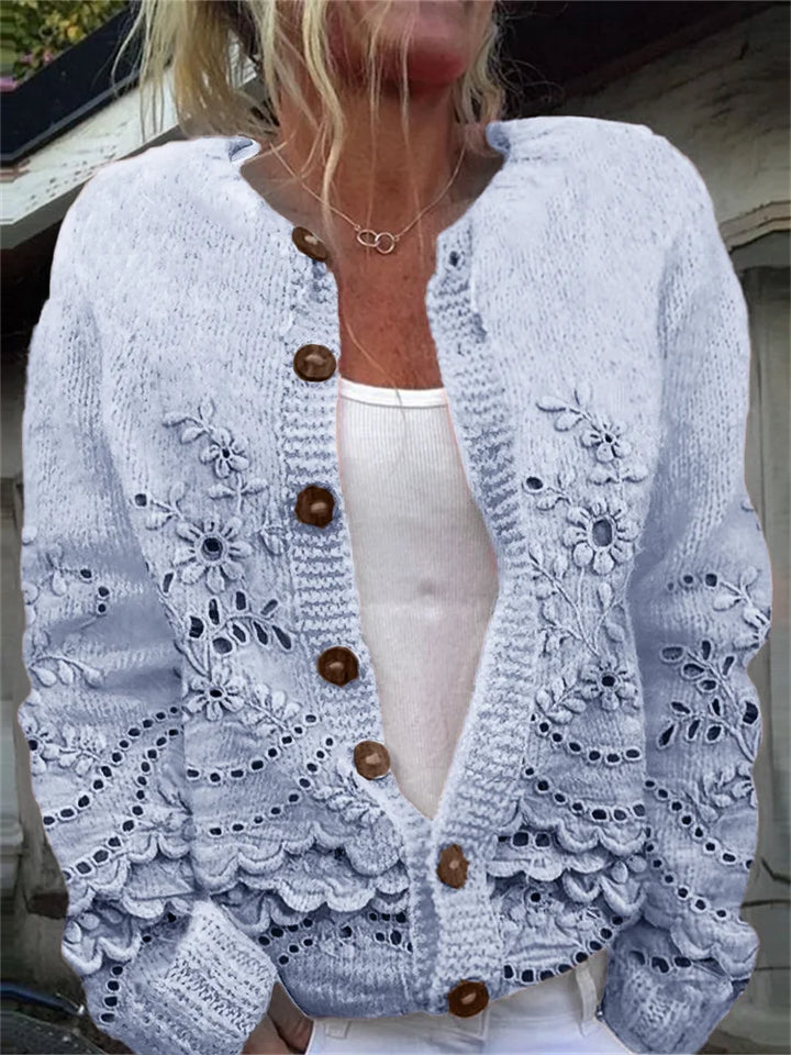 Eliana™ | Floral Knit Button Cardigan