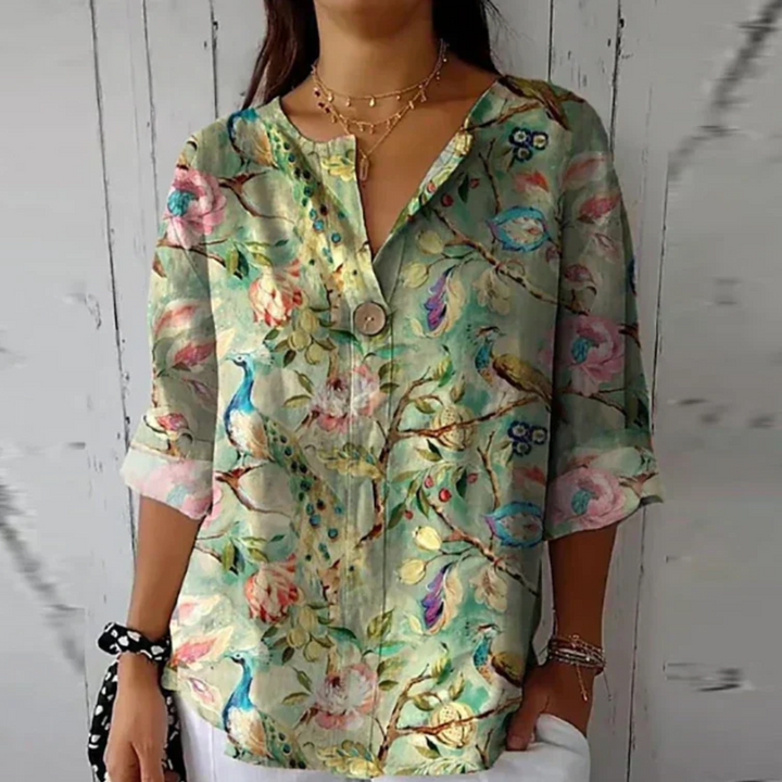 Arlene | Elegant Floral Print Tummy Covering Top