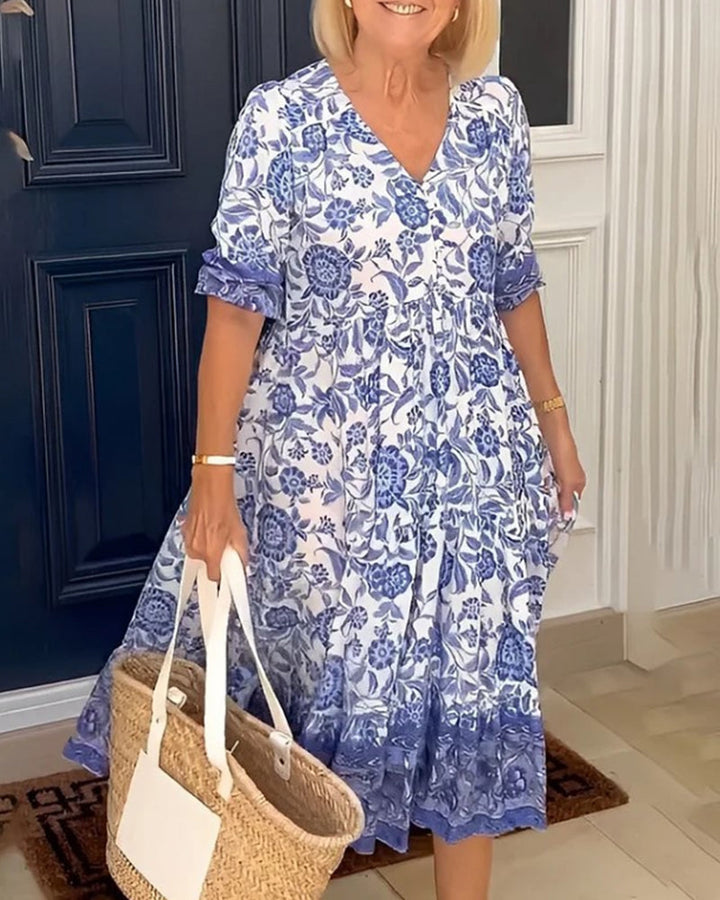 Sophia™ - Chic Floral V-neck Dress