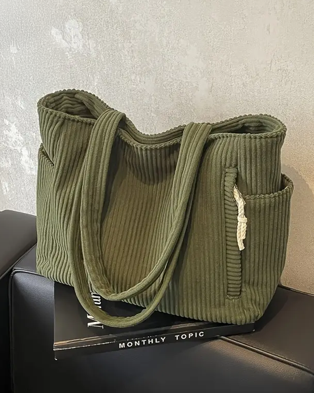 Lavida™ | Ribbed Tote Bag with Cord Detail