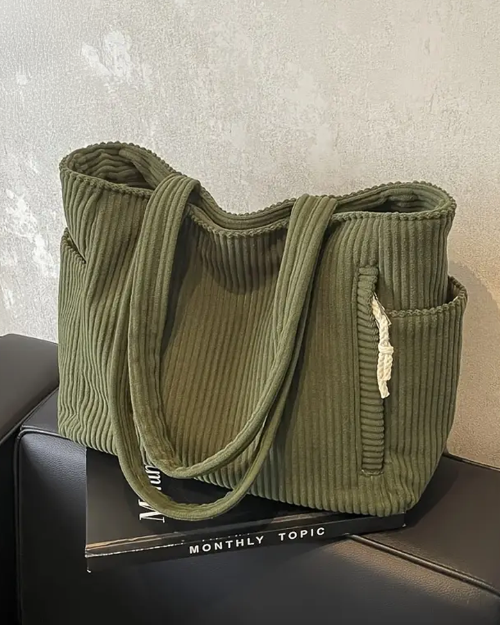Lavida™ | Ribbed Tote Bag with Cord Detail