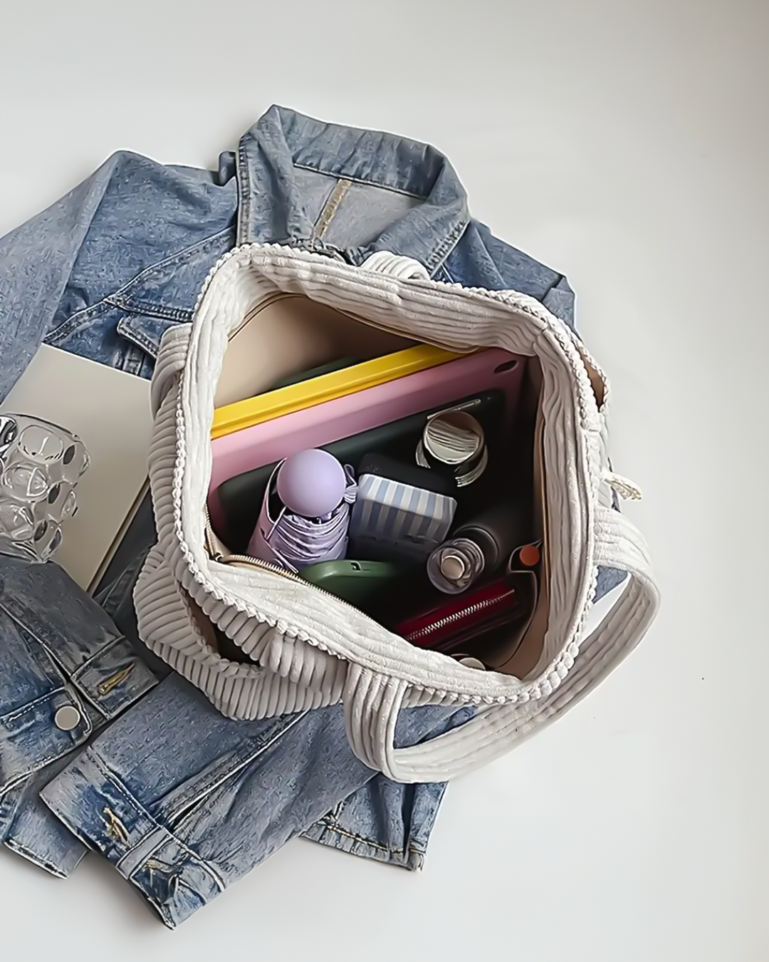 Lavida™ | Ribbed Tote Bag with Cord Detail