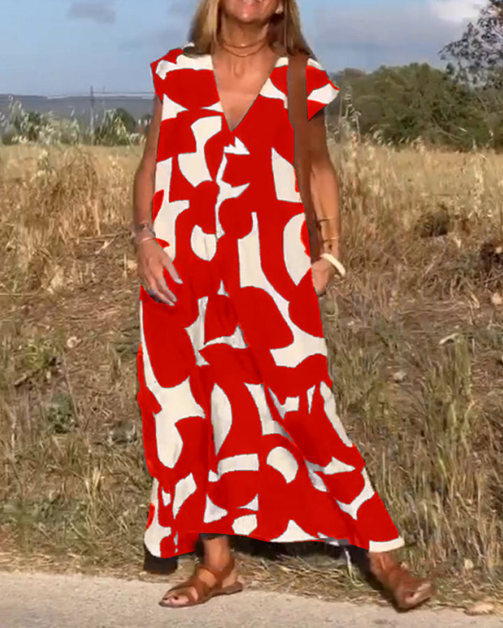 Aria™ - V-neck Floral Print Dress