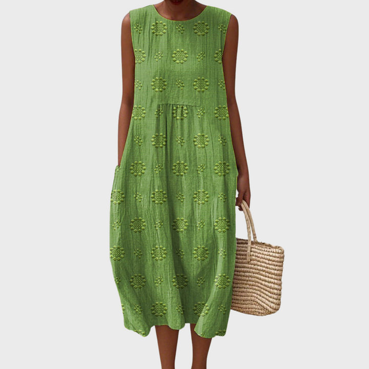 Hanne - Elegant Sleeveless Cotton Dress with Pockets