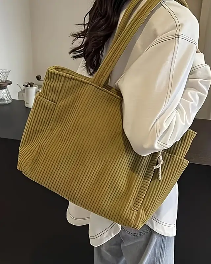Lavida™ | Ribbed Tote Bag with Cord Detail