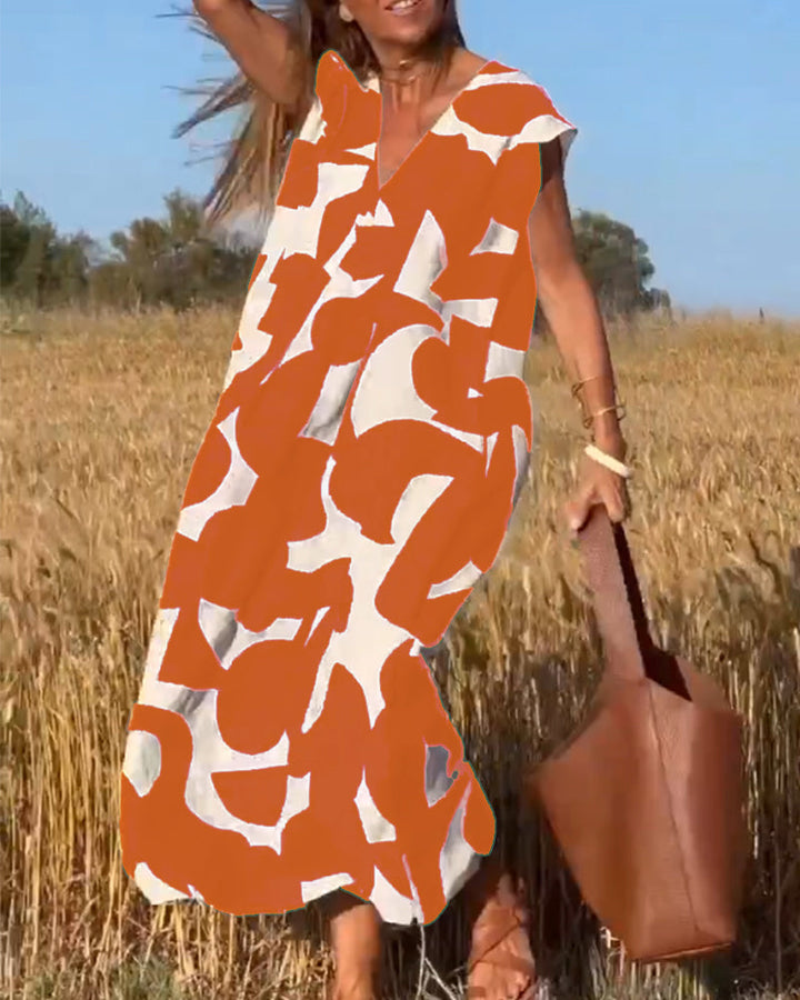 Aria™ - V-neck Floral Print Dress