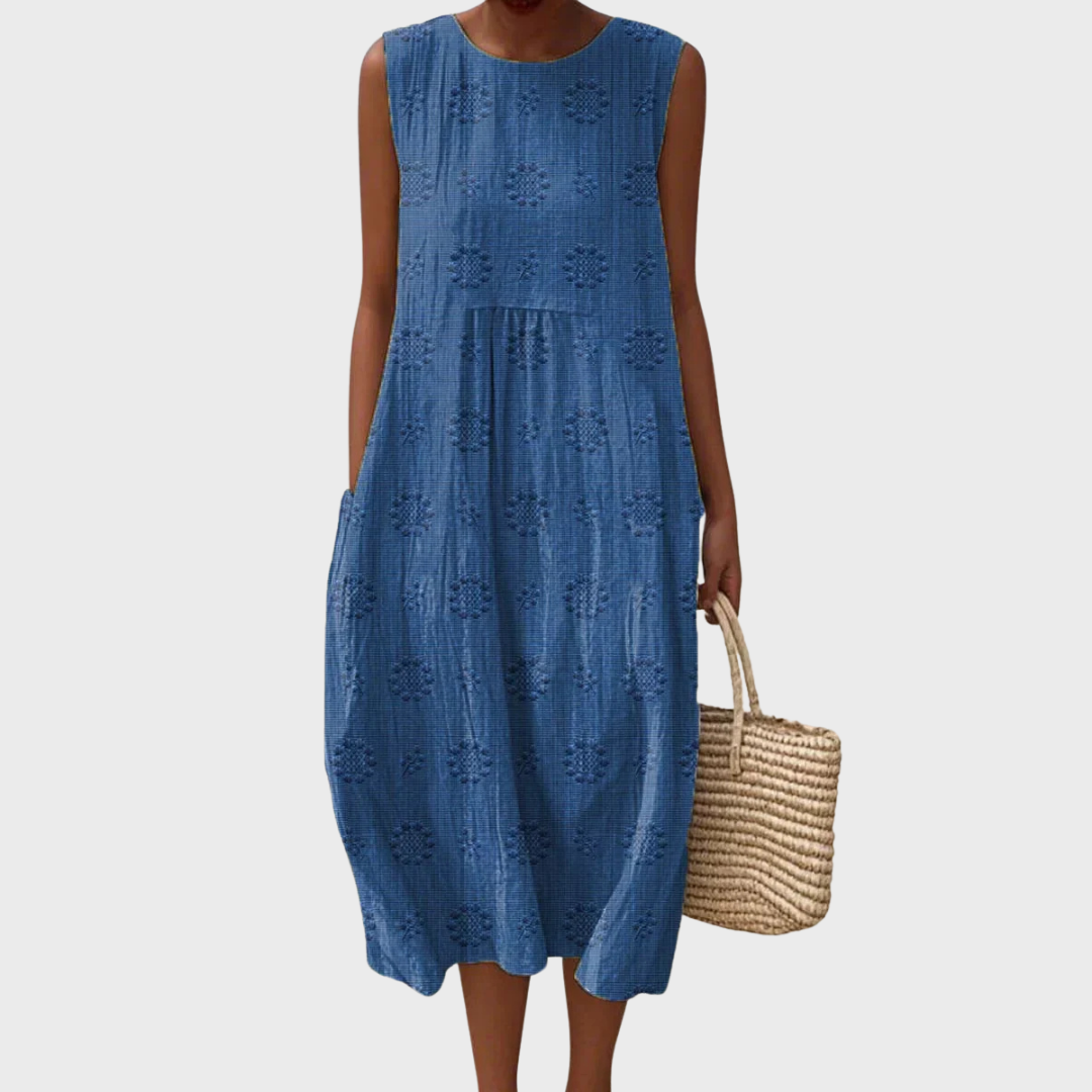 Hanne - Elegant Sleeveless Cotton Dress with Pockets