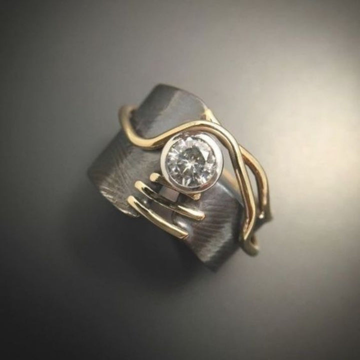 Aged Silver Zirconium Ring