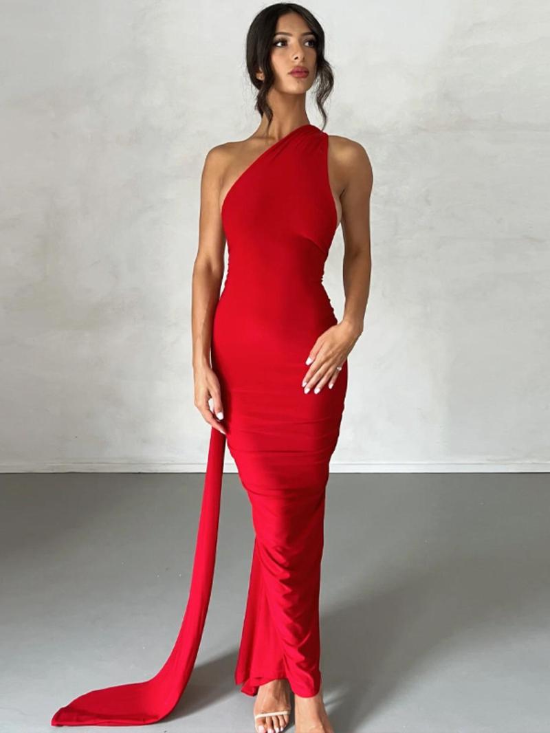 O-ring Backless Halter Neck Bodycon Maxi Dress