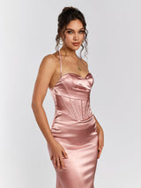 Halter Corset Backless Satin Dress