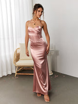 Halter Corset Backless Satin Dress