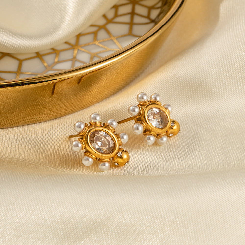 Elegant Golden Earrings | Natural Pearl Beauty