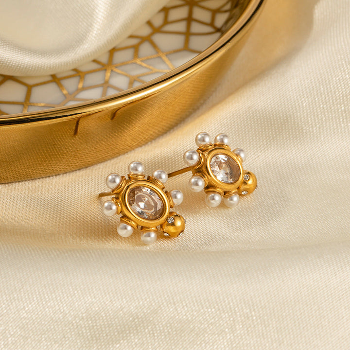 Elegant Golden Earrings | Natural Pearl Beauty