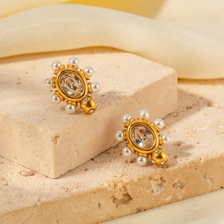 Elegant Golden Earrings | Natural Pearl Beauty
