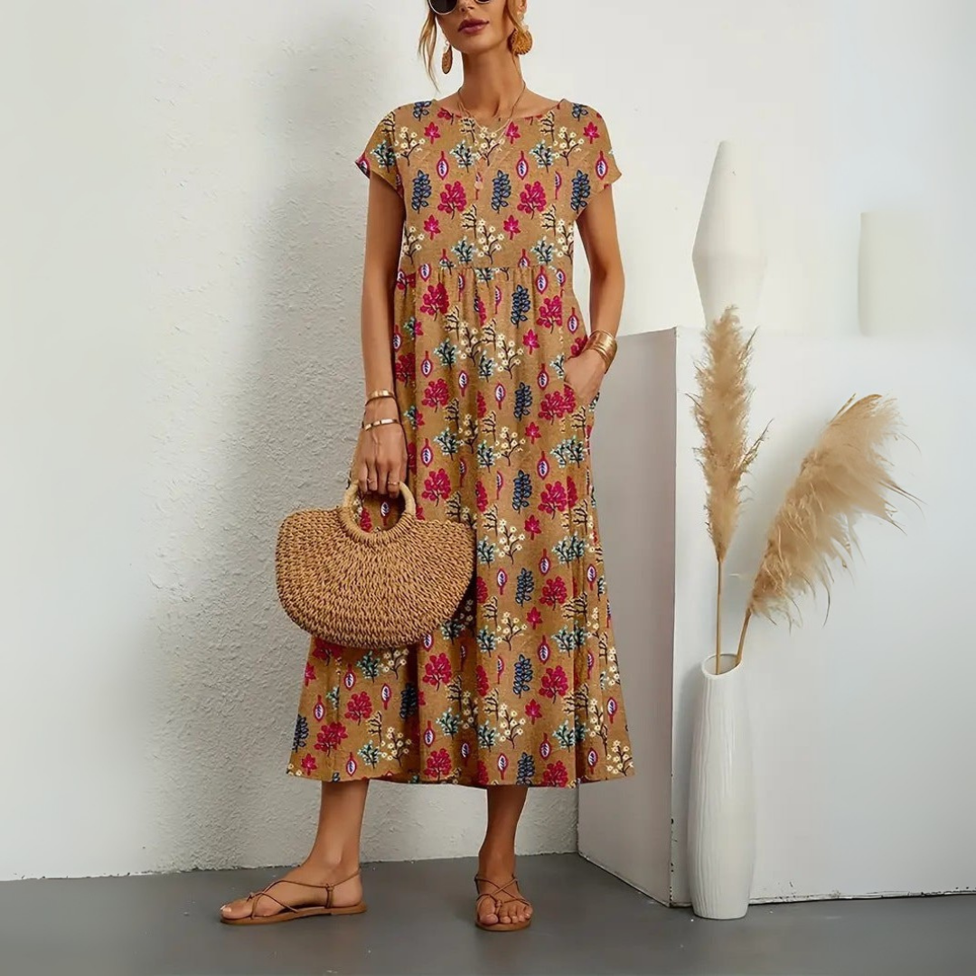 Ivory – Floral Print Midi Dress