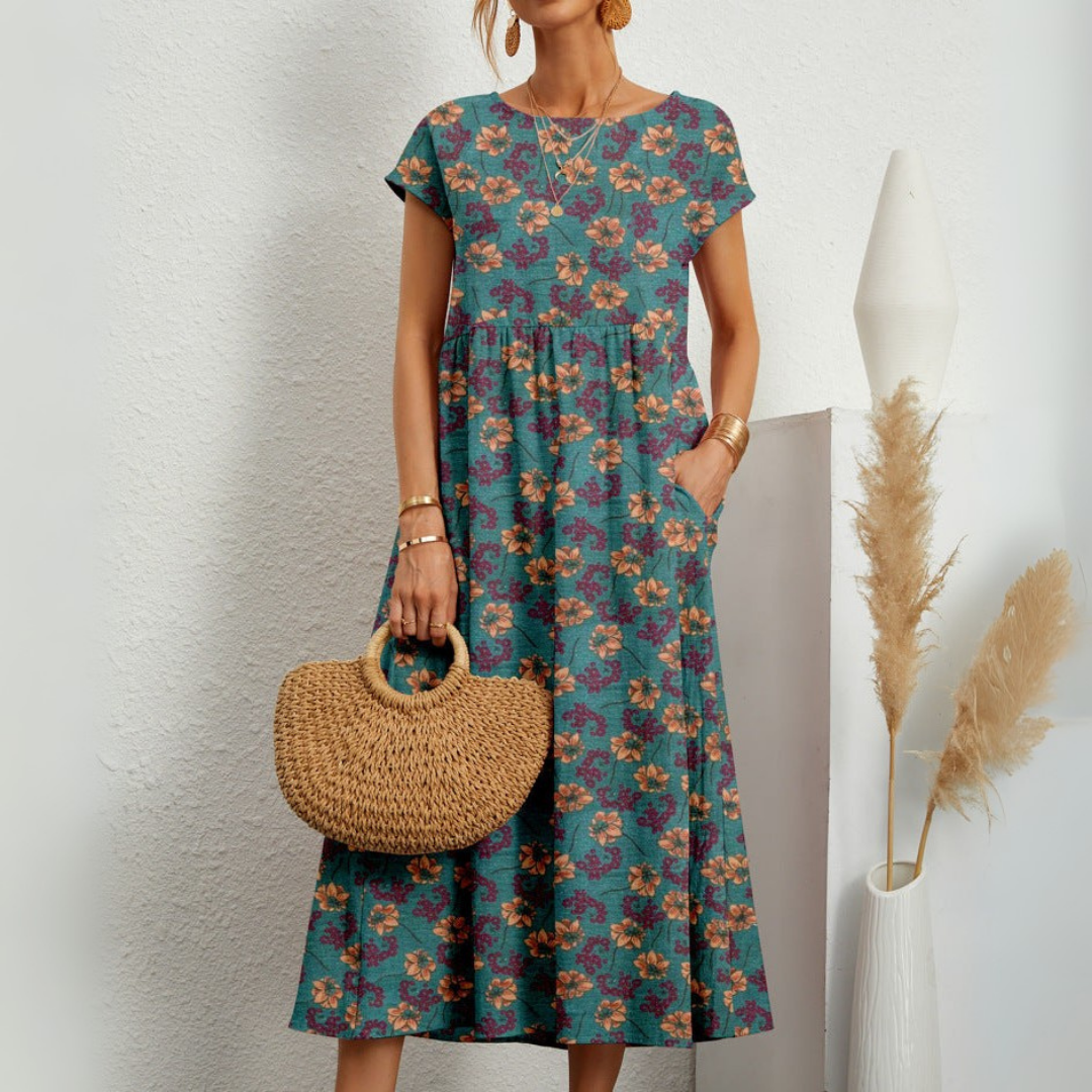 Ivory – Floral Print Midi Dress