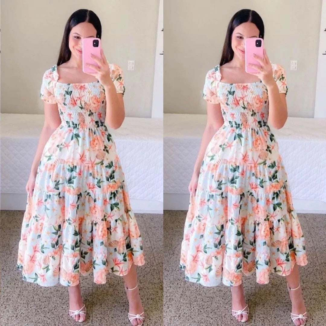 Beatrice™ – Smocked Summer Midi Dress