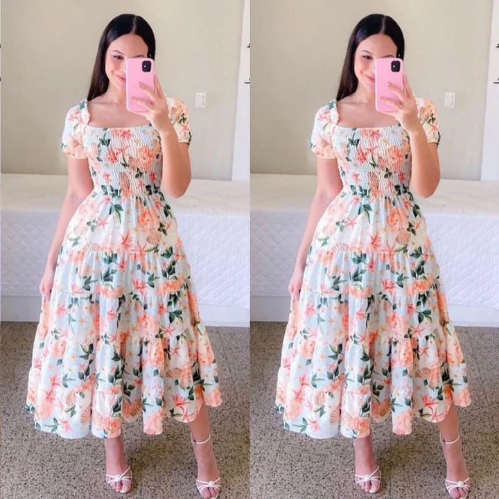 Beatrice™ – Smocked Summer Midi Dress
