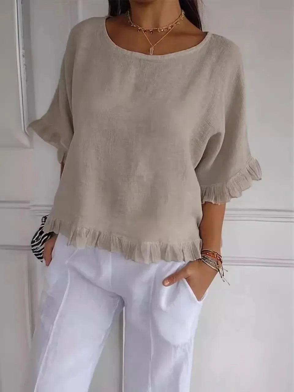 Catherina™ | Chic Round Neck Blouse