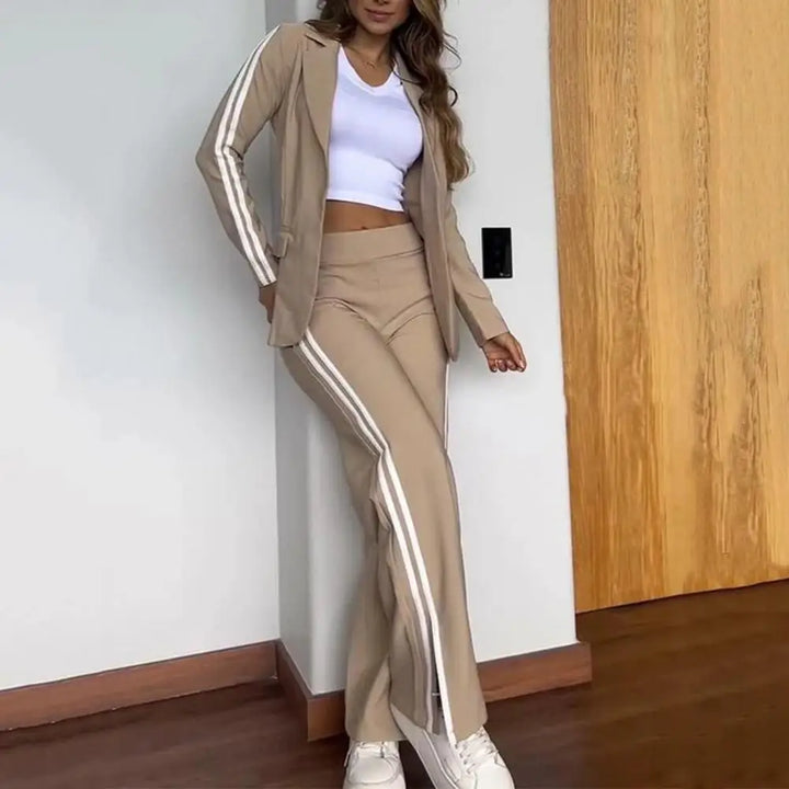 Abigail™ - Chic Notched Lapel Blazer & Wide Leg Pant Suit Set
