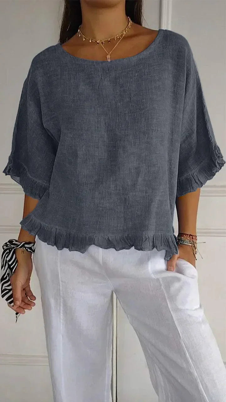 Catherina™ | Chic Round Neck Blouse