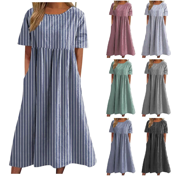 Caroline™ | Causal Striped Midi Dress