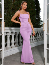 Solid Ruched Bodycon Formal Dress