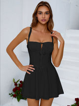 Tie Front Ruched Bust Cami Dress