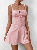 Tie Front Ruched Bust Cami Dress