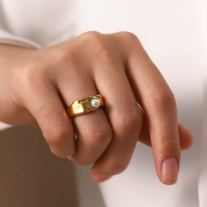 Antique Natural Gold Pearl Ring