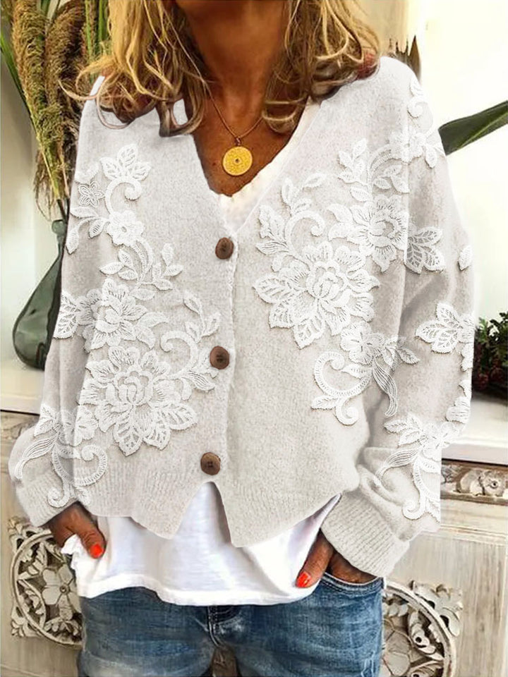 Luna™ | Floral Lace Knit Cardigan