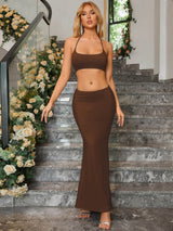 Halter Cut Out Slim Fit Maxi Dress